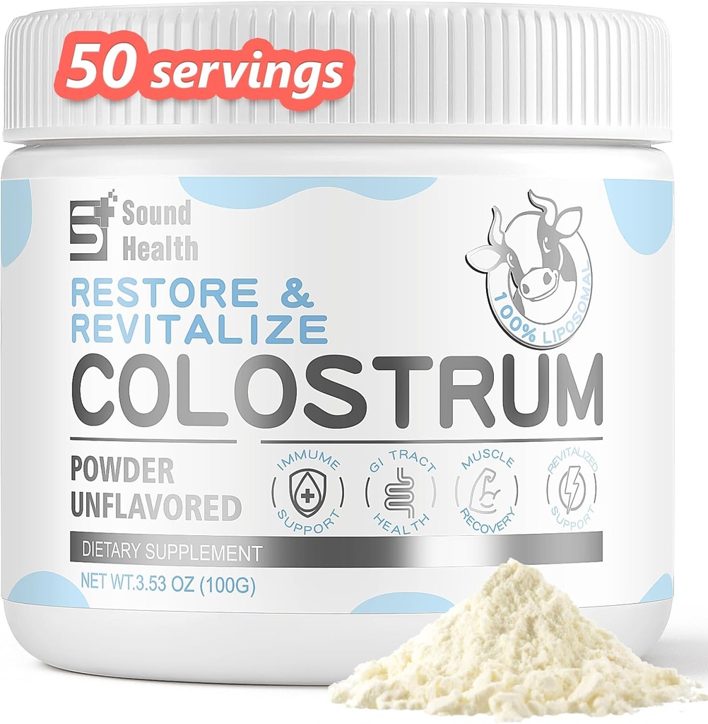 Colostrum Supplement Powder for Humans - Organic Naudan Colostrum täydentää Gut Health, hiusten kasvua, kauneutta ja immuuni tukea - makuamaton (50 tarjoilua)