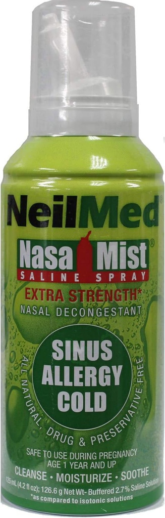 NeilMed Extra Strength NasaMist Nasal Spray Drug Free Nasal Decongesstant 4,2 fl oz (paketti 2)