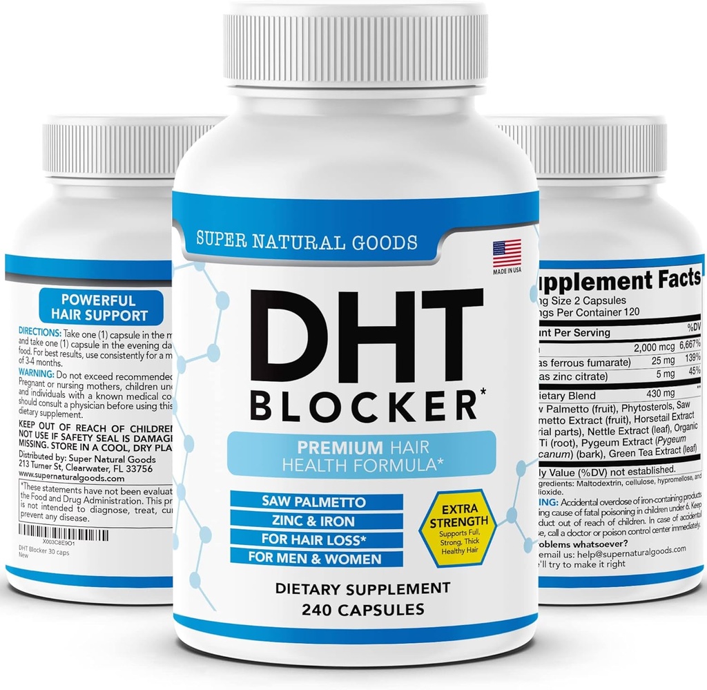 DHT Blocker - Hair Growth Supplement för genetisk gallring för män och kvinnor - Hjälper håravfall & Stimulate Follicle Growth med Saw Palmetto, Biotin & Iron - Follicle Growth Supplements Pills