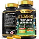 Goldenseal juuri täydentää - 10in1 Formula - Yhdistää Echinacea, Berberiini, Turmeric, Cayenne Pepper, Inkivääri, Apple Pectin, Neem, & enemmän - Ruoansulatuskanavan terveystuki - 120 kapselia