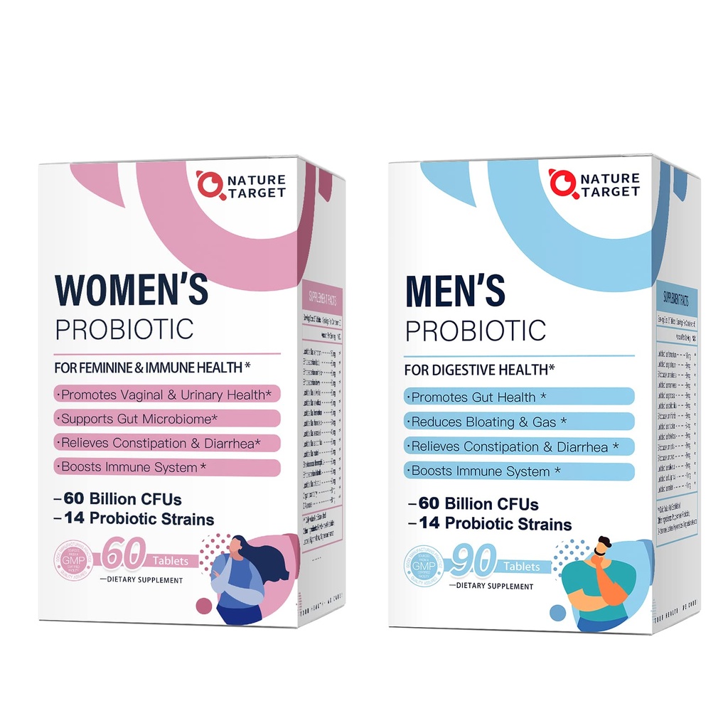 NATURAL TARGET Probiootit naisille, probiootit miehille, probiootit digestiivinen, emätin,Prostate Health