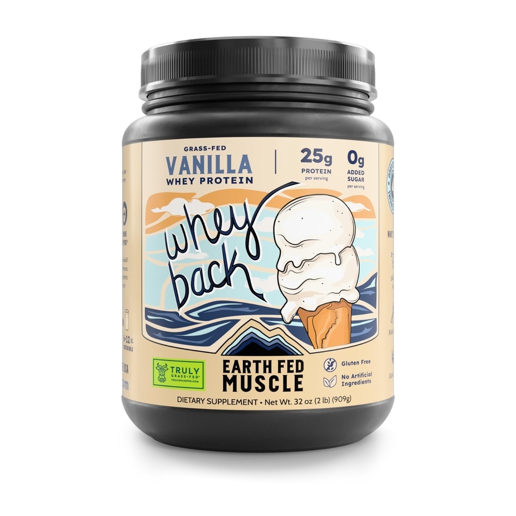 Earth Fed Muscle Whey takaisin Irish Grass Fed Whey Protein Isolate - NSF-sertifioitu. Ei keinotekoisia ainesosia, soijaton, gluteeniton, GMO:ton ja hormoniton (2 punta, 29 tarjoilua, vanilja)