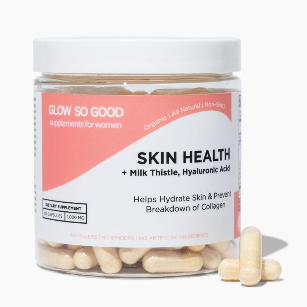 Skincare Supplement | Förhindra förlust av Collagen | Främjar ungdomlig utseende och ljusare hud | Aktiv Silymarin, Hyaluornic Acid, Collagen Peptides | Vegan Capsules (90)