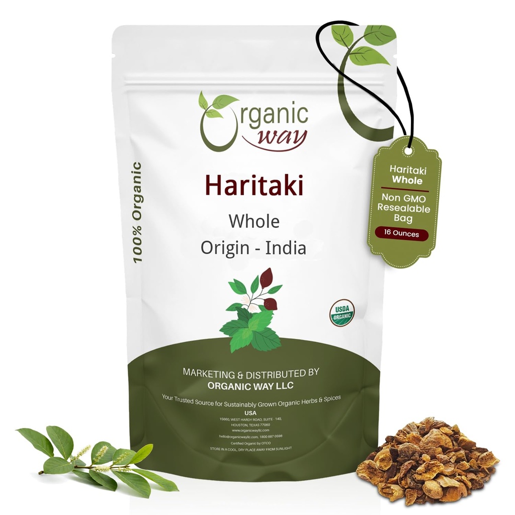Organic Way Haritaki Whole (Chebulic Myrobalan) 