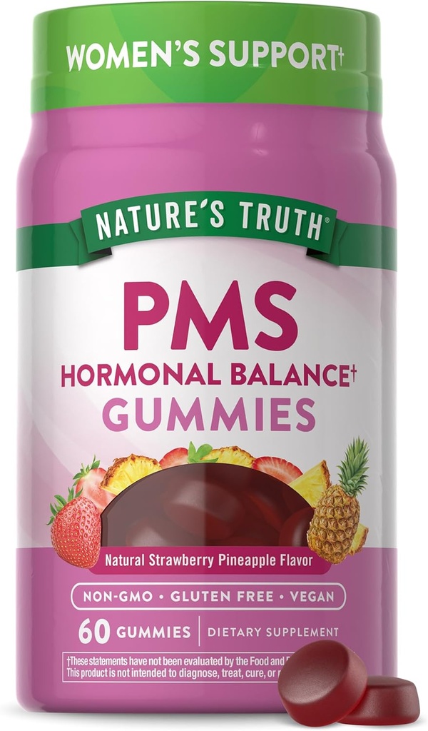 Naturens sanning PMS Hormonal Balance Support Gummies för kvinnor | 60 greve | Vegan, icke-GMO & Gluten fri tillägg