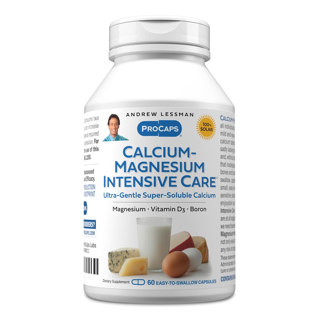 ANDREW LESSMAN Calcium Magnesium Intensive Care 60 Capsules - Ben och Skeleton Health Essentials. Lätt att svälja kapslar, Super Soluble Fine Powder. Gentle till även de mest känsliga magar