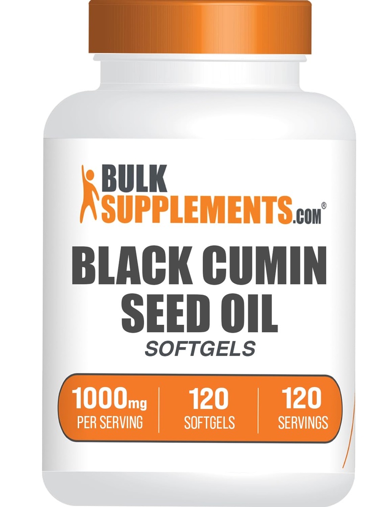 BulkSupplements.com Black Cumin Seed Oil Softgels - Black Cumin Seed Oil 1000mg - Gluten Free, 1 Softgel per Servering, 120 greve (Pack of 1)