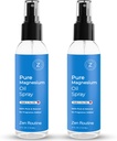 Pure Magnesium Oil Spray - 4oz (2 Pack) Organic USP Grade, Topical Magnesium Spray för fötter, Leg Cramps, Weight Management, Aceite de Magnesio, Natural Salt & antika mineraler - Tillverkad i USA