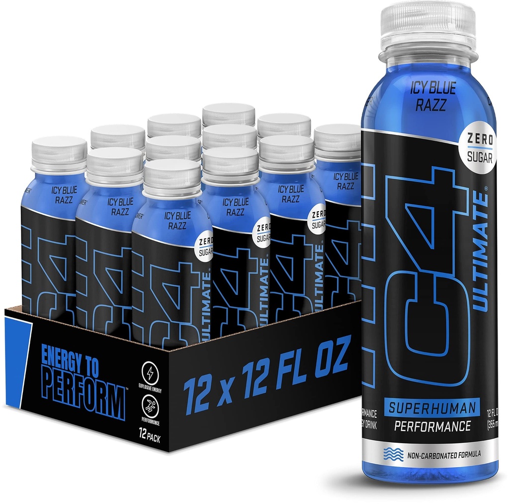 Clucor C4 Ultimate Ei-karbonoitu Nolla Sokerin energiajuoma, Esiharjoitus Drink + Beta Alanine, 12 Fl Oz (Pakkaus 12)