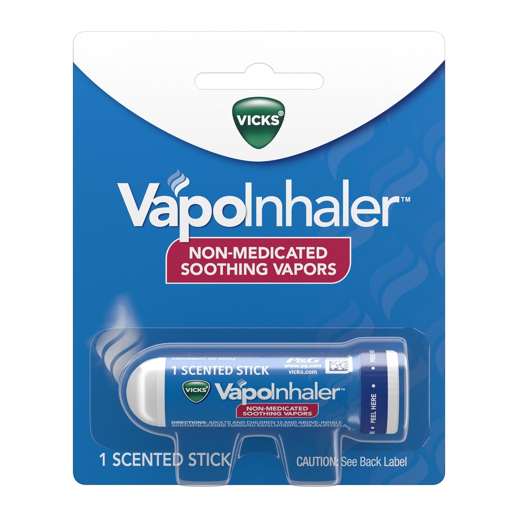 Vicks VapoInhaler, kannettava nenän inhalaattori, ei-lääkekäyttöön tarkoitettu, rauhoittava höyry, Mentolin haju, 1