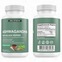 Naturens lukt organiska Ashwagandha kosttillskott med Black Pepper Extract - 1300mg Pure Ashwagandha Extract - Energy Support - Non-GMO, Gluten-Free, Vegan - 60 kapslar
