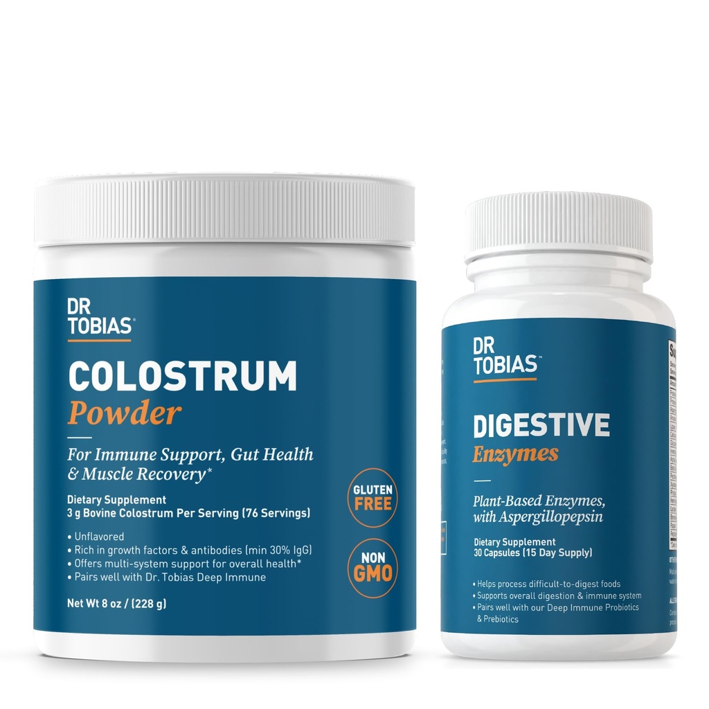 Tobias Digestive Enzymes and Colostrum Powder - tukee ravinteiden imeytymistä, digestiivinen Comfort, ja Immuunifunktio