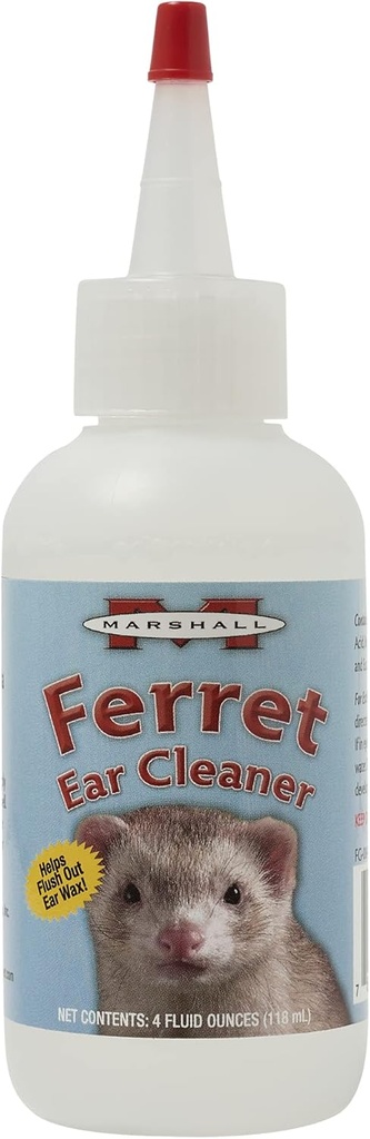 Marshall Ferret Ear Cleaning Solution - 4 oz - Gentle Formel för att ta bort smuts och vax - innehåller Eucalyptol för att stödja hälsosam öra vävnad - Inga swabs behövs