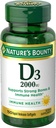 Nature's Bounty D-vitamiini, tukee Immuuniterveys ja luun terveys, 2000IU D3-vitamiini, 150 Softgels