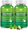 Soursop Graviola Gummies with Sea Moss Extract - Antioksidantti, solutuki & regenerointi, immuunituki, Soursop Gummy with Sea Moss, C-vitamiini & Sinkki, Apple Flavor - 60 Gummies(2 Pack)