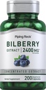Piping Rock Bilberry Extract Kapselit 2400 mg ... 200 pilleriä... Kasvissyöjä, ei-GMO, gluteeniton
