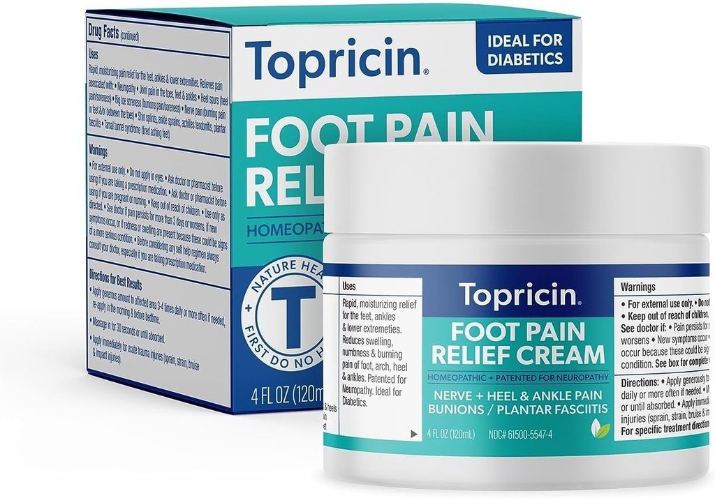 Topricin Foot Pain Response Therapy Cream (4 oz) Nopeasti vaikuttava kipu reliving