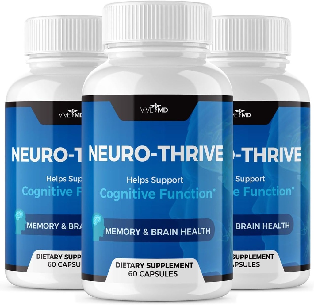Vive MD Neuro Thrive Brain Supplement - Virallinen Formula - Neuro Thrive PQQ, Neuro Thrive, Extra Strength Ginkgo Biloba Extract, Siperian Ginseng Extract - (3 pakkaus)