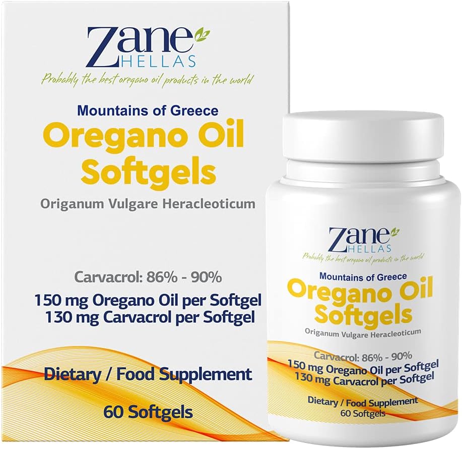 130 mg Carvacrol - 150 mg Oregano Oil per Softgel. Maailman suurin keskittyminen Oregano Oil kapseli. Zane Hellas Oregano Oil. Softgel sisältää 30% Kreikan eteeristen öljyjen Oregano. 120 Softgeliä.