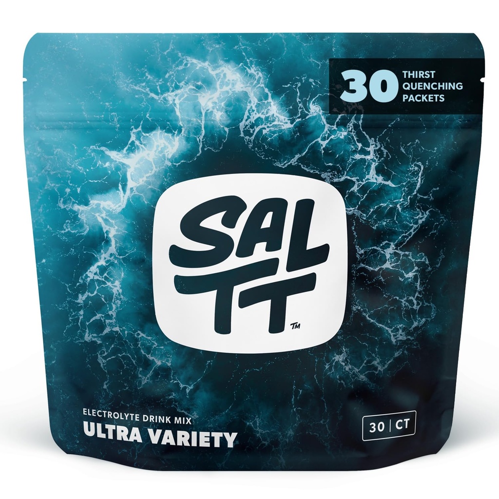 SALTT Elektrolyytit Powder Packets, Ultra Variety Pack (30 pakkausta) - Magnesium, Kalium, Natrium, Trace Minerals - Vegan, Sokeriton, Gluteeniton - Matkailu Essentials - Made in USA