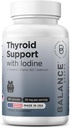 Balancebreens Thyroid Support Supplement med jod, L-Tyrosin, vitamin B12 & Selen, 30 Veg Capsules - Energi, Metabolism & Focus Support