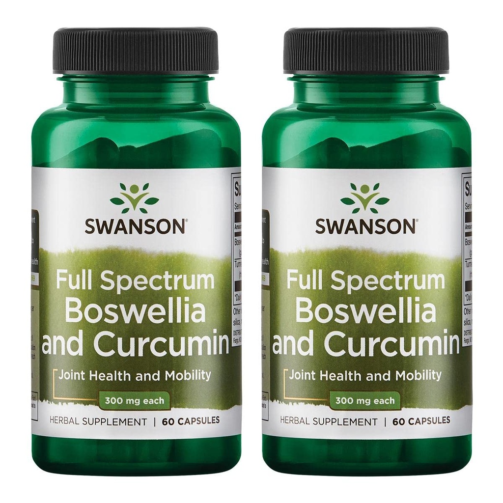 Swanson Full Spectrum Boswellia & Curcumin Natural Wellness Formel - (60 kapslar) (2 Pack)