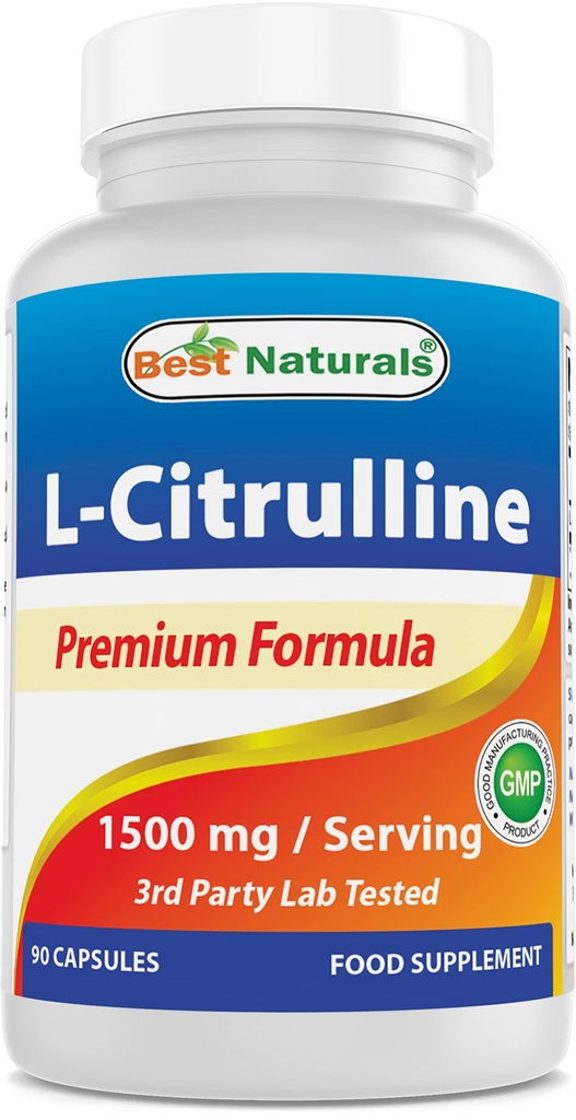 Best Naturals L-Citrulline Kapselit - 1500 mg/Serving - Ei-GMO - Gluteeniton - 90 kapselia (90