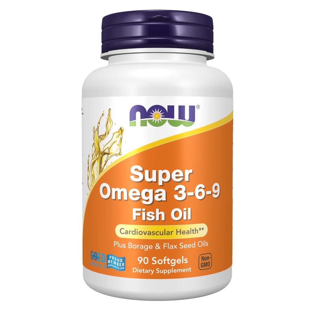 NU Supplements, Super Omega 3-6-9 1200 mg med en blandning av fisk, Borage och linfröoljor, 90 Softgels