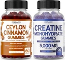 Ceylon Cinnamon (60 Count) - Berberine & Ginseng for Digestion Yleinen hyvinvointi ja Creatiini Monohydraatti (90 Gummies) Herkullisia Sininen Vadelma Chews Maustettu Supplement - Non GMO & Made in USA