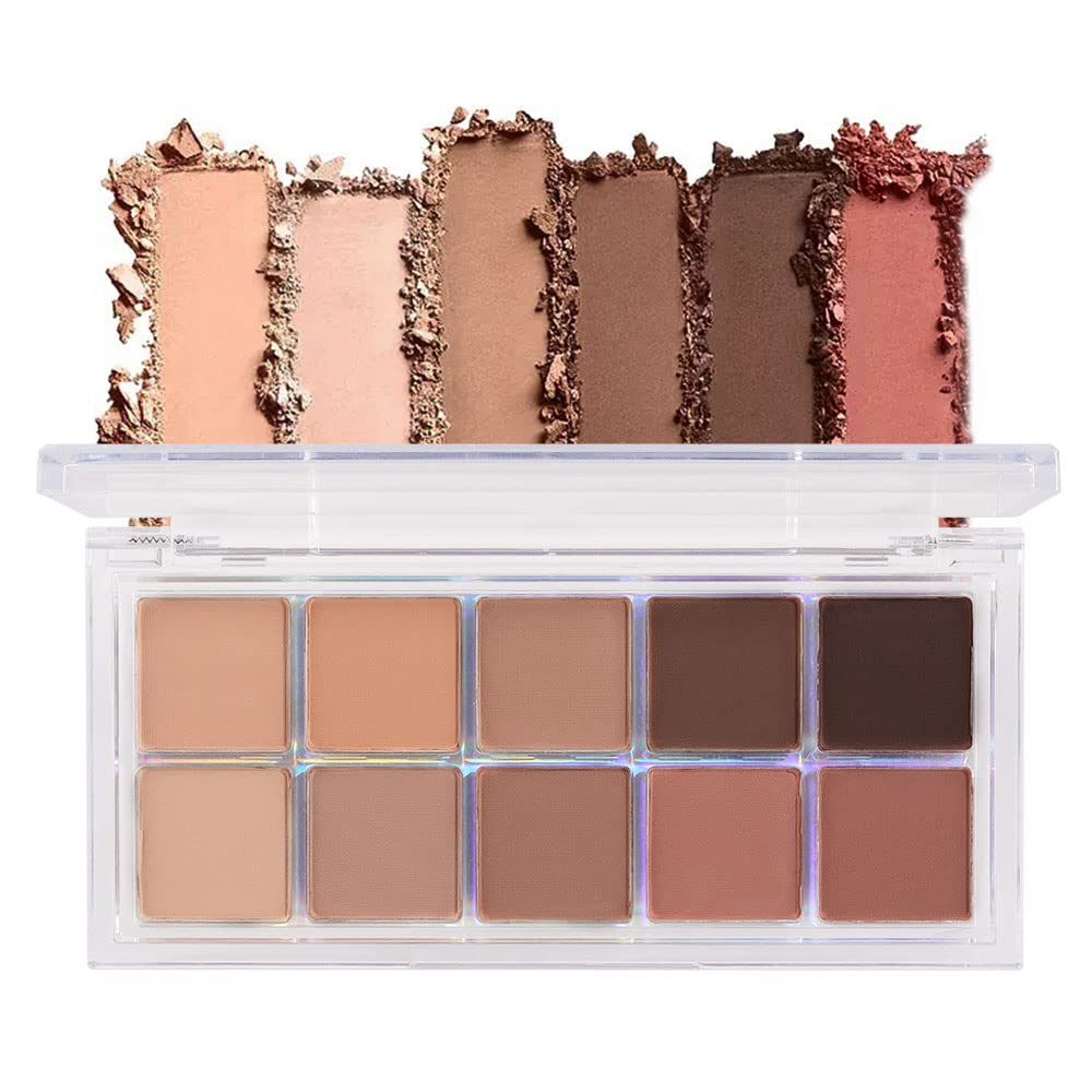 BINGBRUSH 10 färger Brown Eyeshadow Pallet, varm tonad High Pigmented Matte Eyeshadow, Natural Neutral Eyeshadow Ultimate Makeup Palette, Vibrant Make Up Pallets Kit
