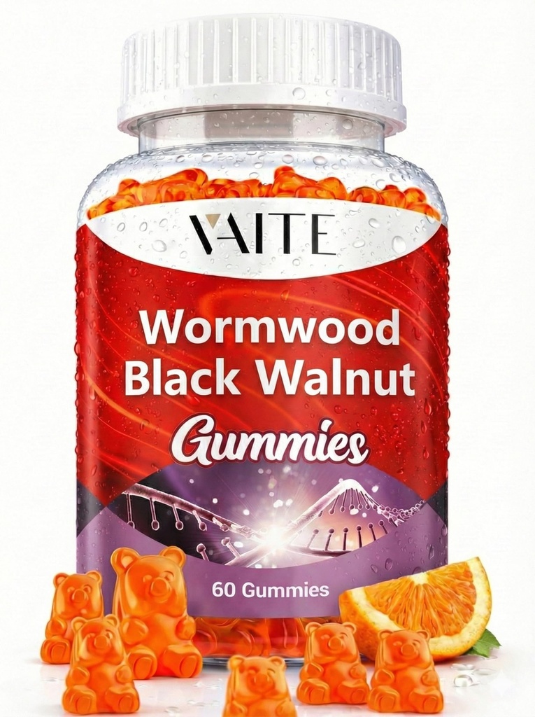 Black Walnut Wormwood Gummies - Kasviperäisten lisäravinteiden Artemisia Annua Herb & Juglans nigra Hull for digestive Wellness & Natural Body Cleanse, non-GMO & Gluteenittomat lisäravinteet - 60 Gummy Chewables