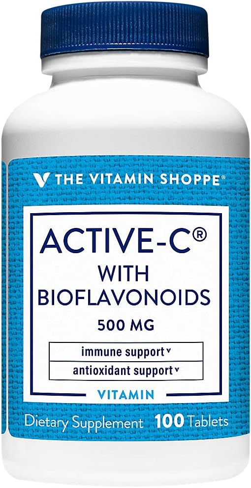 Vitamiini Shoppe Active-C Bioflavonoidit, tukee immuniteetteja, Verisuonisto terveys, antioksidantti, 500 MG (100 tablettia)