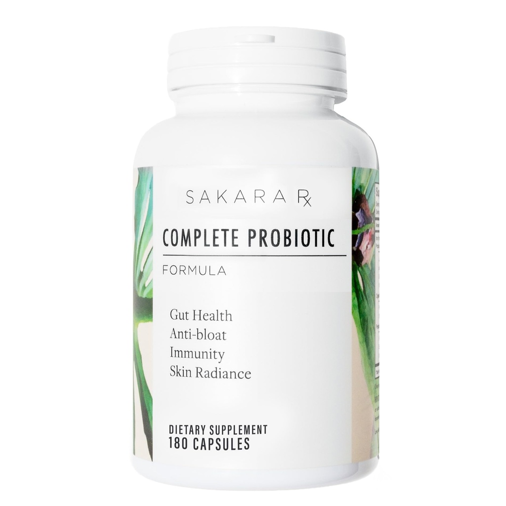 Sakara Complete Probiootti - Prebiootit ja probiootit naisten digestiivinen terveys täydentää, tukee turvotusta, immuunijärjestelmä & ihon radiance, Gut Health for Women 3 miljardia PMY: n - 180 kapselia