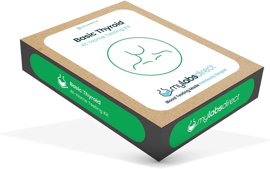 Grundläggande sköldkörtel at-Home Test Kit | Upptäck Hyperthyroidism eller Hypothyroidism | Åtgärder TSH, Gratis T3, Gratis T4 | CLIA Certified | Metabolism - Energinivåer - Vikthantering | Home Collection