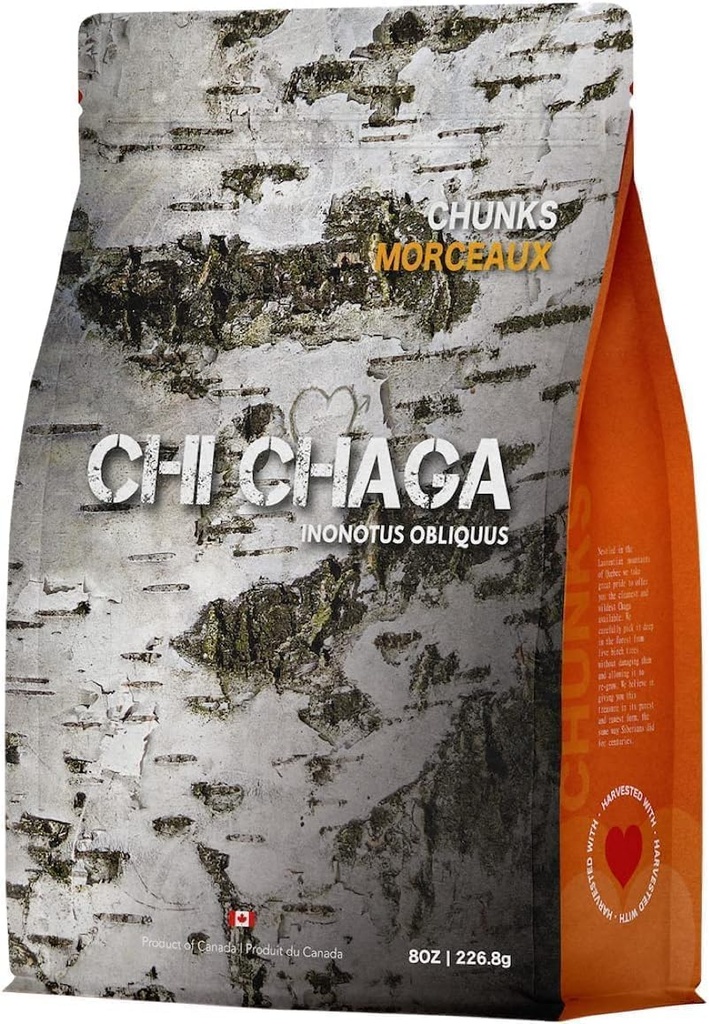 Premium Luomu Chaga Mushroom Chunks - 8 oz aito 100% Wild Harvesti Canadian Chaga Tea - Superfood