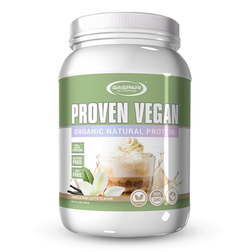 Gaspari Nutrition Proven Vegan Protein, Organic Natural Protein, Gluteeniton, soijaton, EI GMO (2lbs, Vanilla Chai Latte)