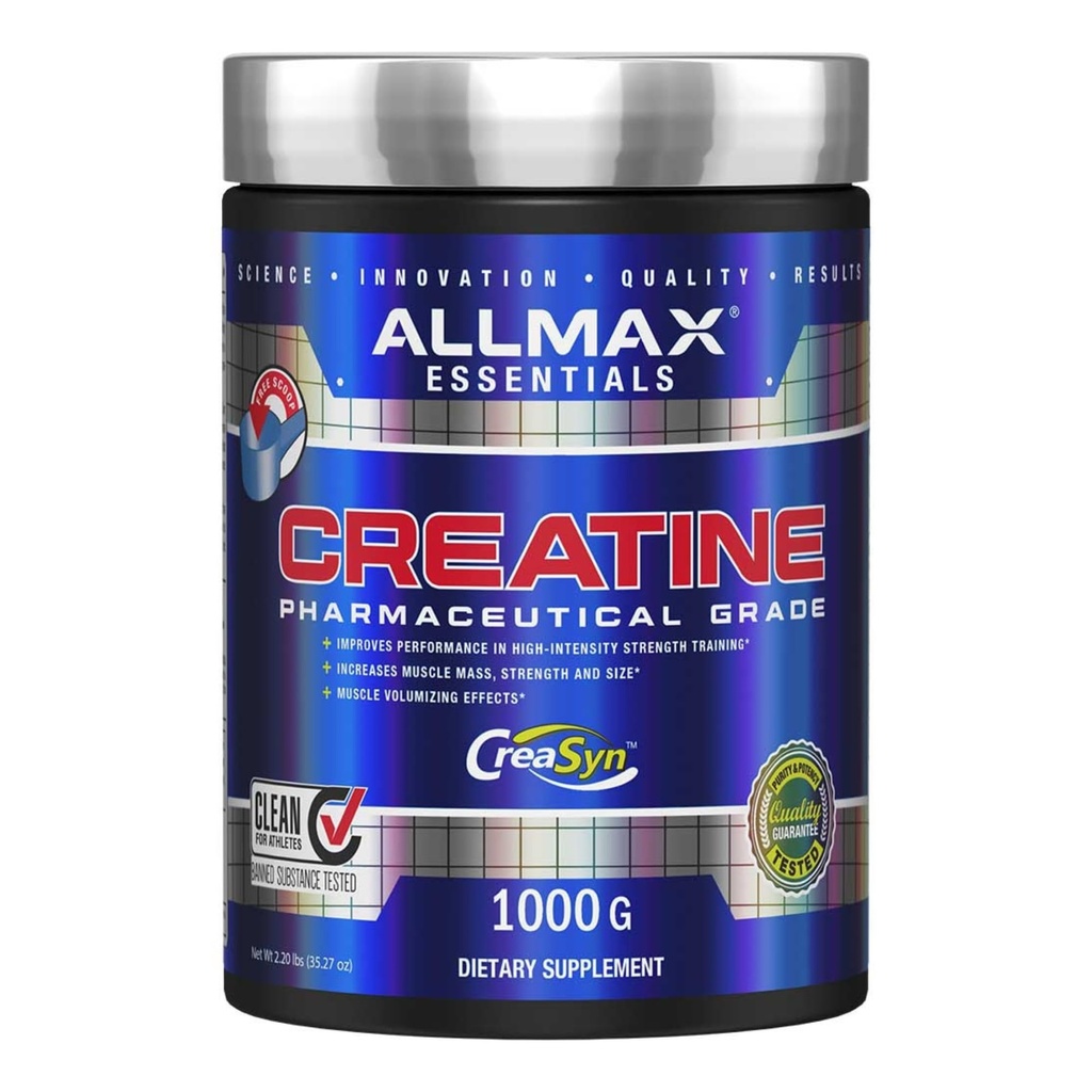 ALLMAX Essentials CREATINE - 1000 g pulver - förbättrar prestanda och träningsintensitet - Vegan & Gluten gratis - 200 portioner