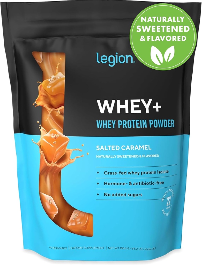 LEGION Whey+ Protein hera-isolaatti ruohikon lehmistä - Whey Protein Isolate Powder Low Calorie, Ei-GMO, Sokeriton, Laktoositon ja Gluteeniton, Kaikki luonnon proteiinijauhe miesten ja naisten (60 tarjoilua)
