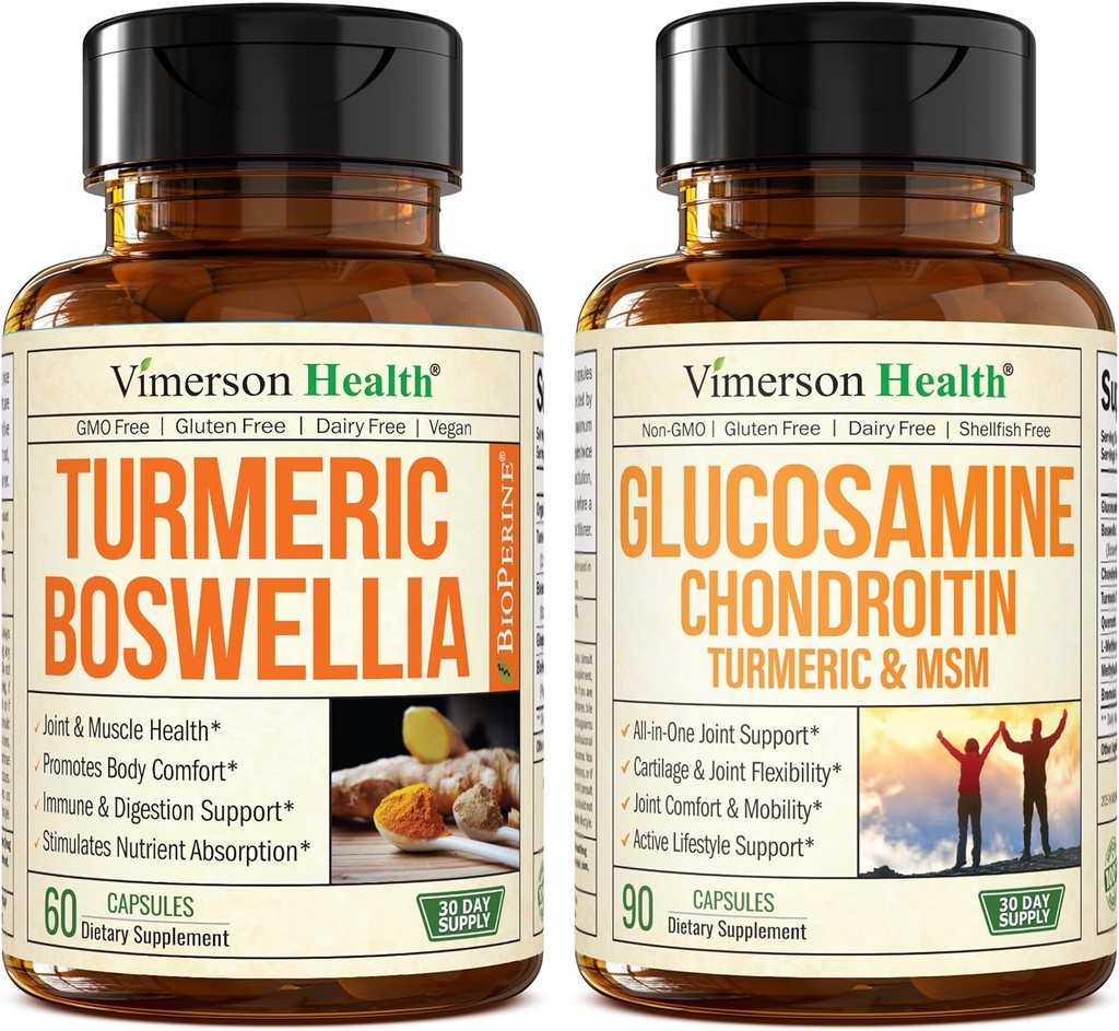 Turmeeric Curcumin Supplement Boswellia Serrata Extract & Glukosamiini Chondroitin MSM ja Turmeeric Supplement