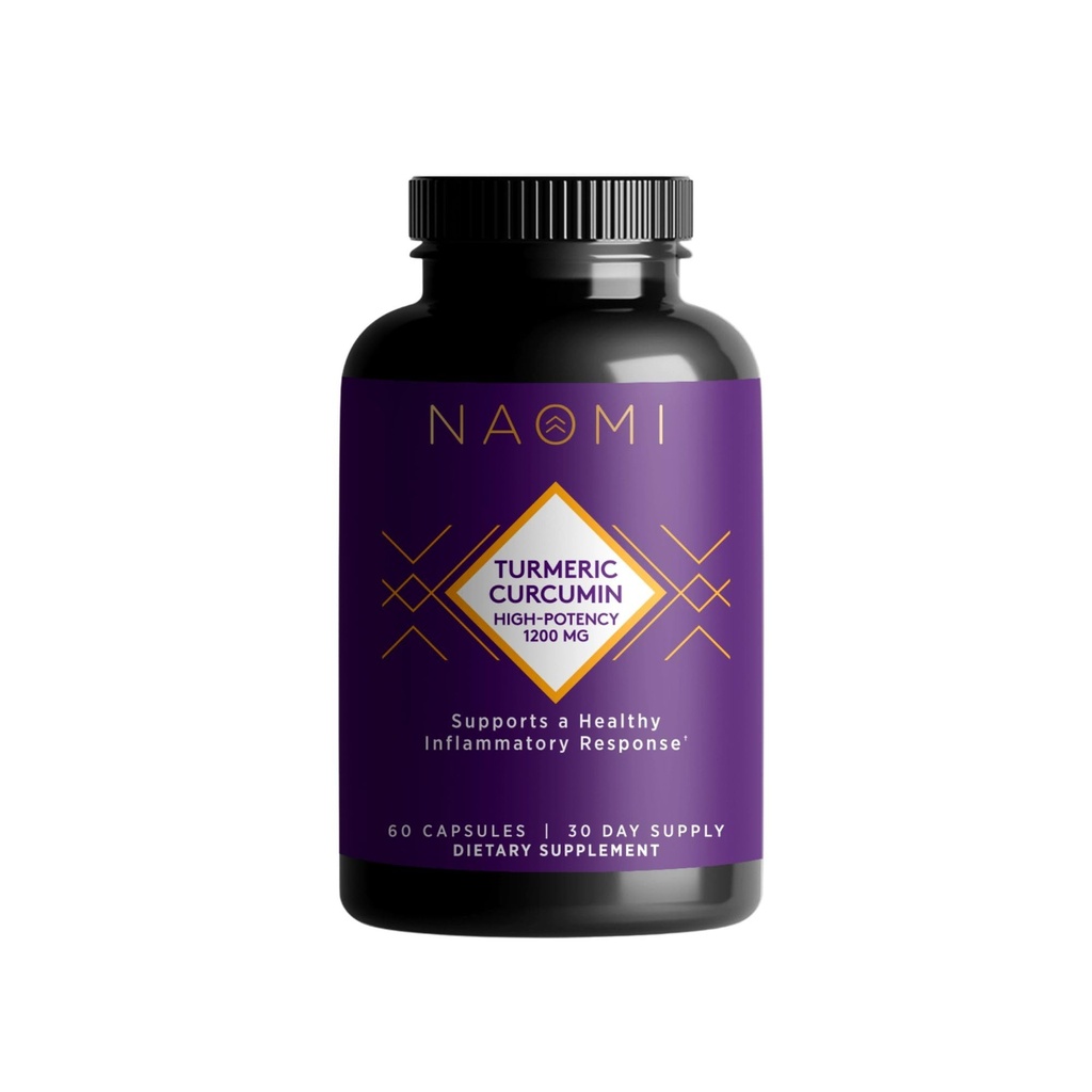NAOMI Turmeric Curcumin High-Potency 1,200 mg, 95% Curcuminoids & BioPerine Black Pepper Extract för att öka Absorption upp till 2000%, Extra-Strength Joint, Muscle, Brain Support, 60 Caps, 30-Day Supply
