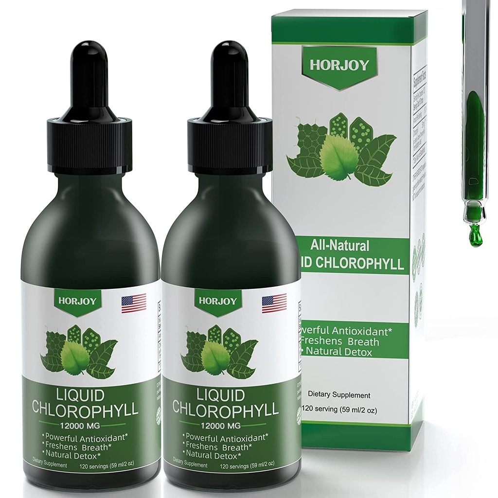 Klorofylli Liquid Drops - 100% Natural Energy Booster ja Immuuni tuki - Sisäinen deodorantti ja detox - Korkeusaste sairaus Relief - Nopea imeytyminen, Vegan & ei-GMO - 120 tarjoiluja (paketti 2)