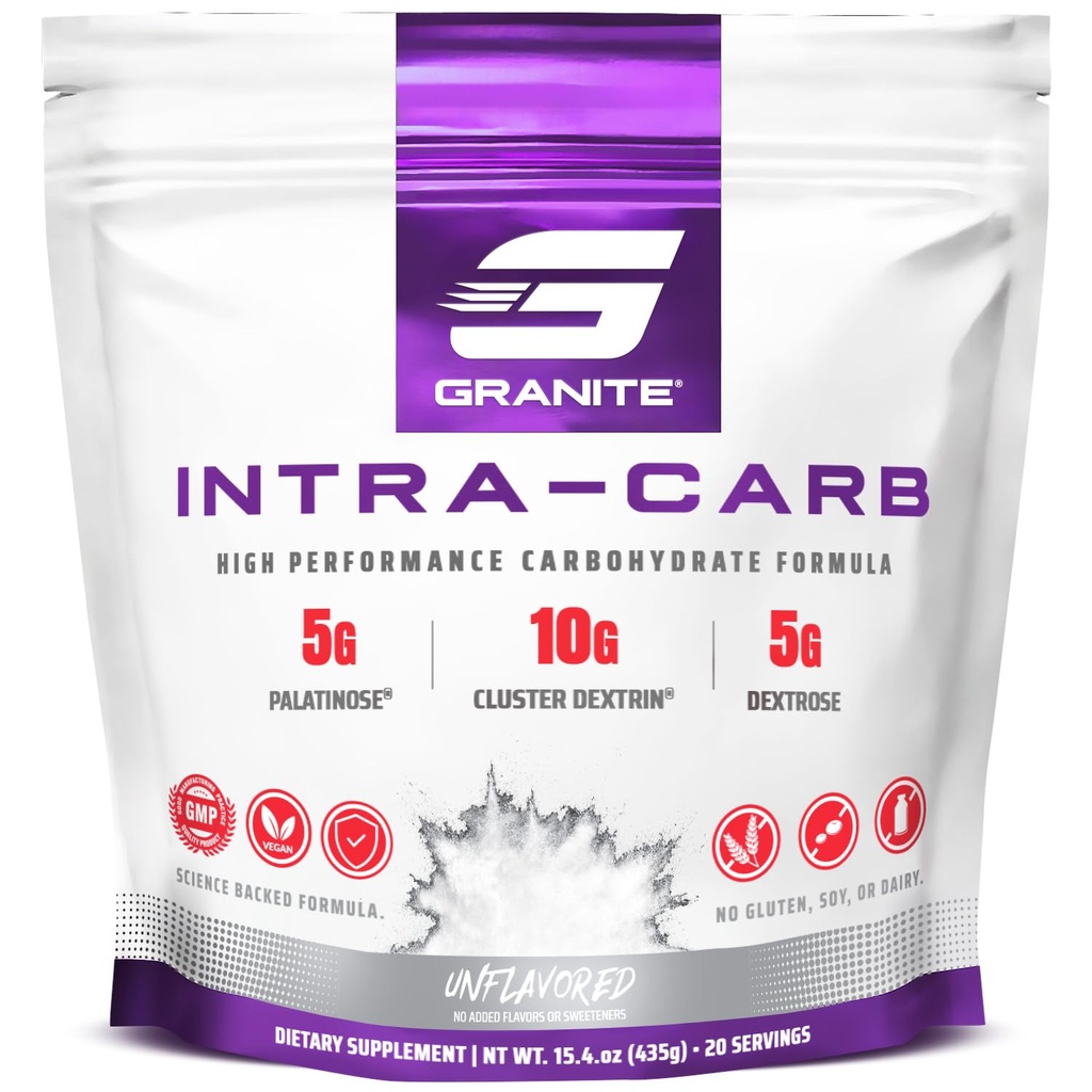 Graniitti Intra Carb Powder, makuamaton, korkea-tehoinen Hiilihydraatti Sekoita Cluster Dekstrin, Palatinose, & Dekstroosi, tukee energiaa ja koulutusta (20 Servings)