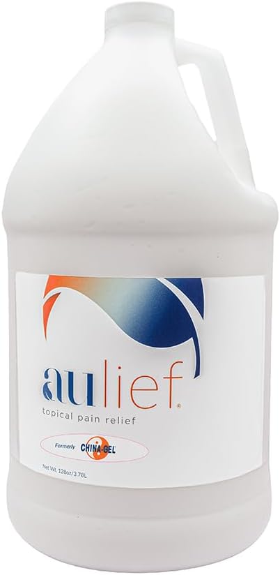 Kina-Gel Aulief Smärta Relief Cream Arthritis & Muscle Rub för ömma muskler och gemensam smärta, hals, knä och bakvärk, Premium Dye-Free White Topical Gel, 128 oz Bottle