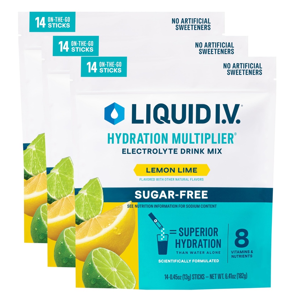 Liquid I.V.® Hydration Multiplier® Sugar-Free - sitruunan lime - Hydration Powder Packets Elektrolyyttijauhe Drink Mix ...