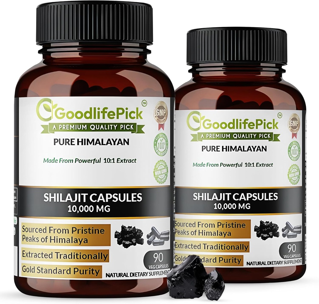 Premium Himalayan Shilajit Kapselit Potent Shilajit Rich Trace Mineral & Fulvic Acid Korkea Korkeus Sourcing. Uutettu perinteisesti kaikki luonnolliset nonGMO Ei Stearate Ei riisijauhoa (Pack of 2)