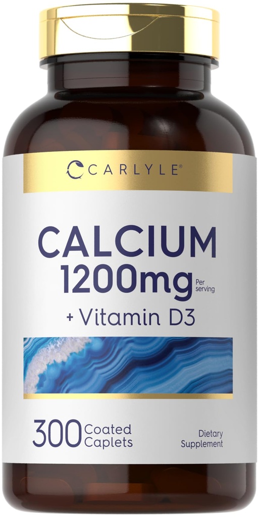 Carlyle Calcium 1200 mg D3-vitamiini 300 Caplets ei-GMO, gluteeniton, ja kasvissyöjä