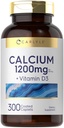 Carlyle Calcium 1200 mg D3-vitamiini 300 Caplets ei-GMO, gluteeniton, ja kasvissyöjä