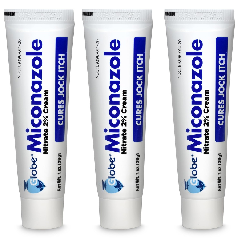 Miconazole Globe (3 Pack) Nitrat 2% Cream 1 uns, Cures Most Athletes Foot, Jock Itch, Ringworm och mer.