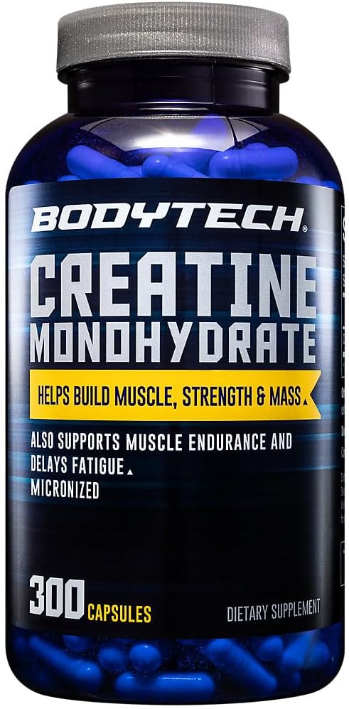 BODYTECH Creatiini Monohydraatti kapselit Micronized tukea lihasvoimaa, massa, ja kestävyyttä (300 kapselia)