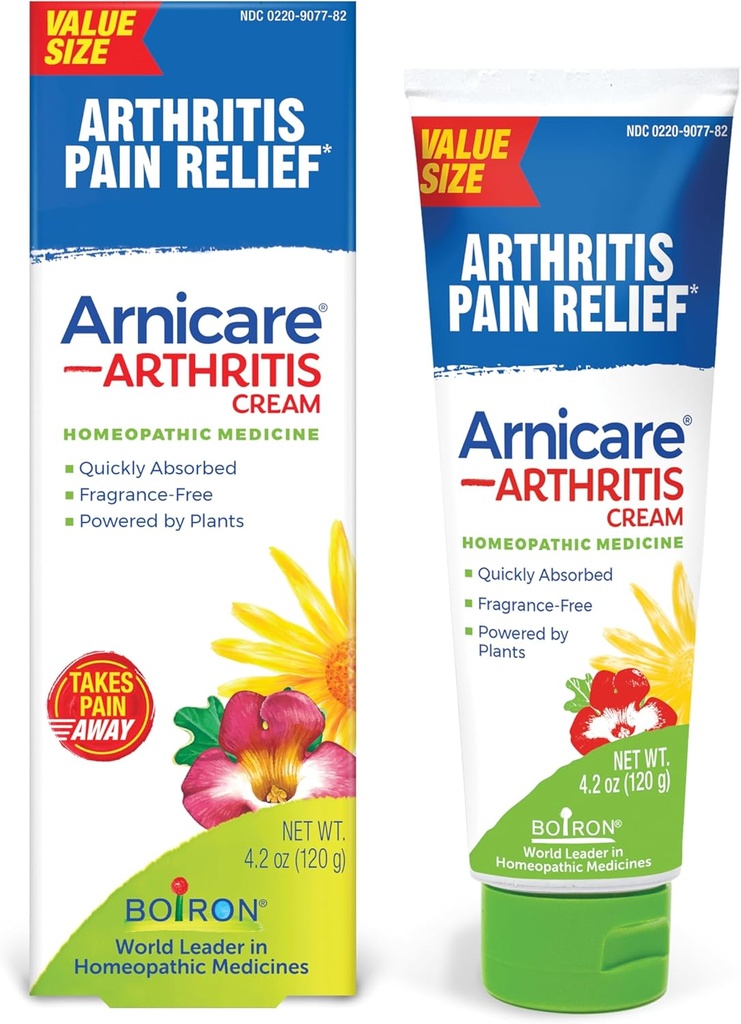 Boiron Arnicare Arthritis Cream for Pain Relief of Knees, Hands, Wrists, Elbows, Joints & Muscles – Quickly Absorbed & Fragrance-Free – 4,2 oz